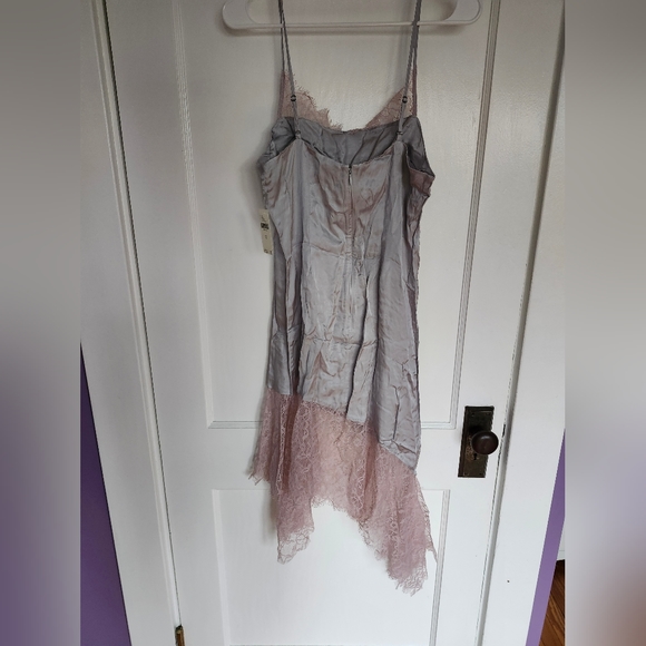 NWT Anthropologie Lace-Trimmed Dress Silver Size 8 - Picture 7 of 8